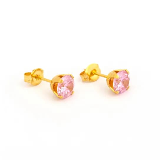 Studex Sensitive Cubic Zirconia Pink Tiffany S6150stx 6mm Gold Plated Earrings