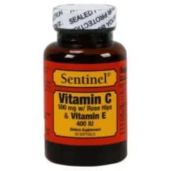 Sentinel Vitamin C 500mg with rose hips & Vitamin E 400Iu 50 softgels