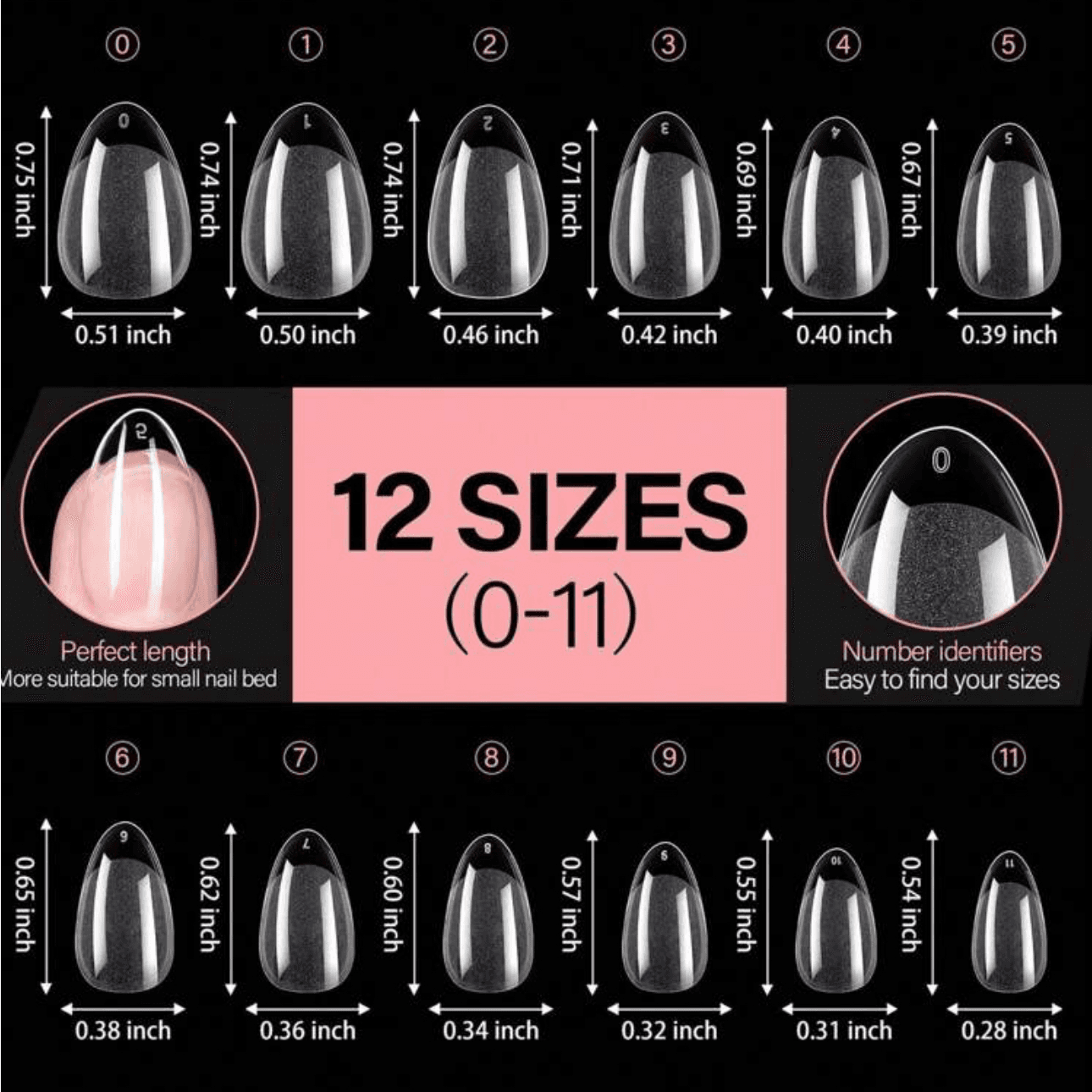 600pcs Xxs Box Short Almond Acrylic Fake Nails