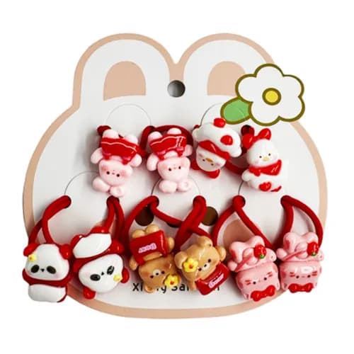 Hair Tie In Different Cartoon Shapes - Beige/red (2 Pieces)