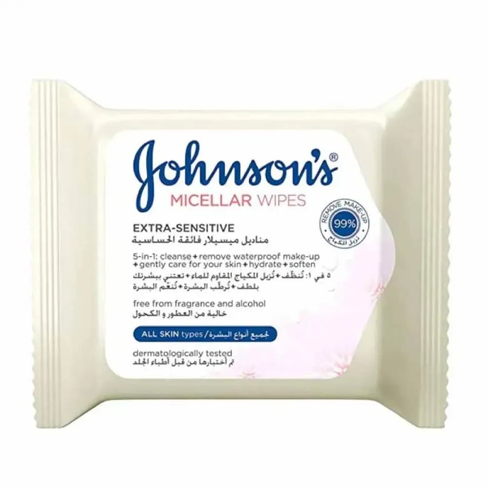 Johnson’s Micellar  Wipes extra sensitive – 25 Wipes all skin types