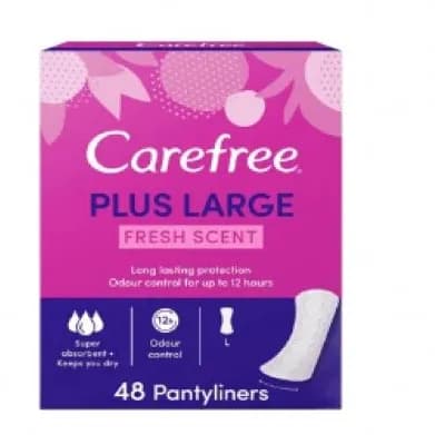 carefree plus large fresh scent 48 panty liners