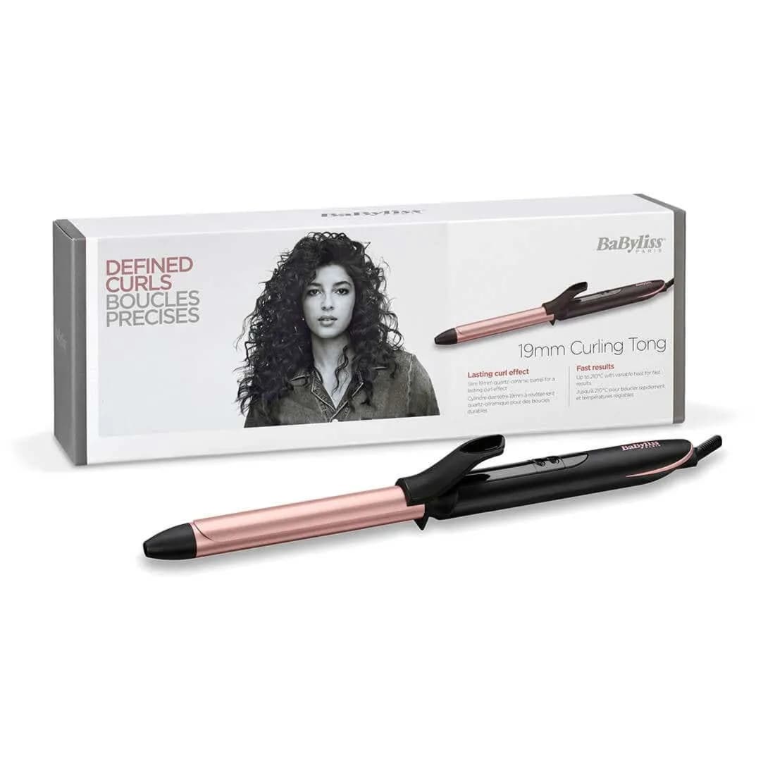 Babyliss Defines curls 19mm curling tong - Slim barrel for defined lasting curl effect-Quartz ceramic coated barrel for smooth results