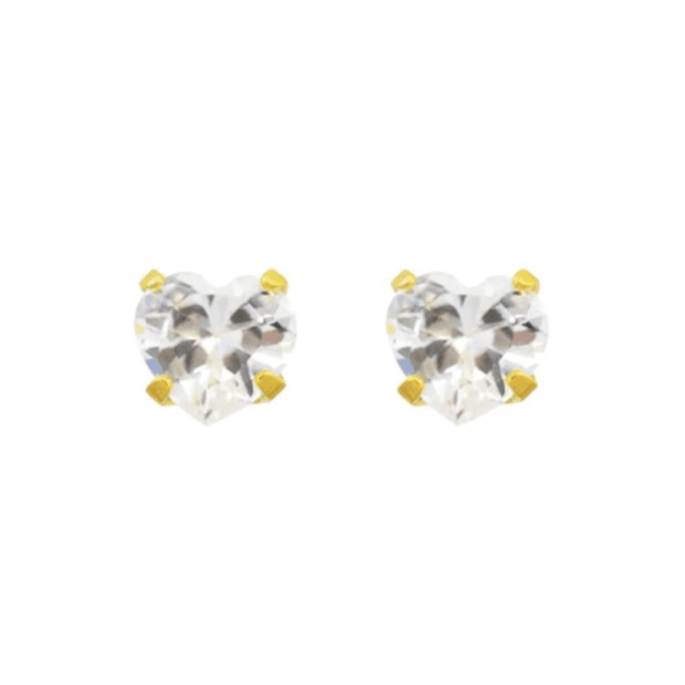 Studex Sensitive Cubic Zirconia Heart Cut S885stx 5*5mm Gold Plated Earrings