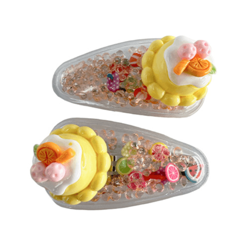 Transparent Pvc Hair Clip Decorated With Patterns And Glitter Inside - P3 (2 Pieces)