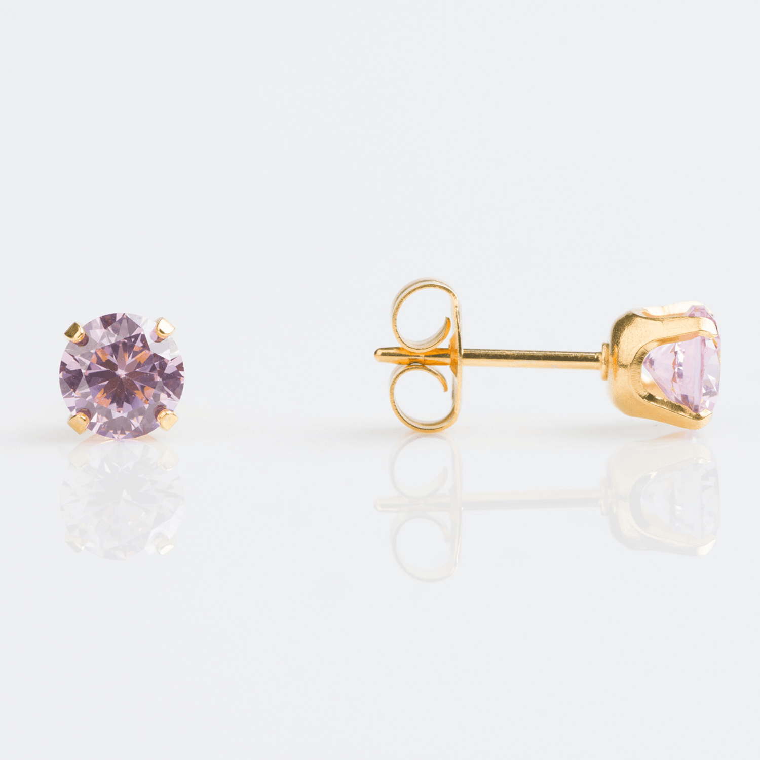 Studex Sensitive Cubic Zirconia Pink Tiffany S746stx 5mm Gold Plated Earrings
