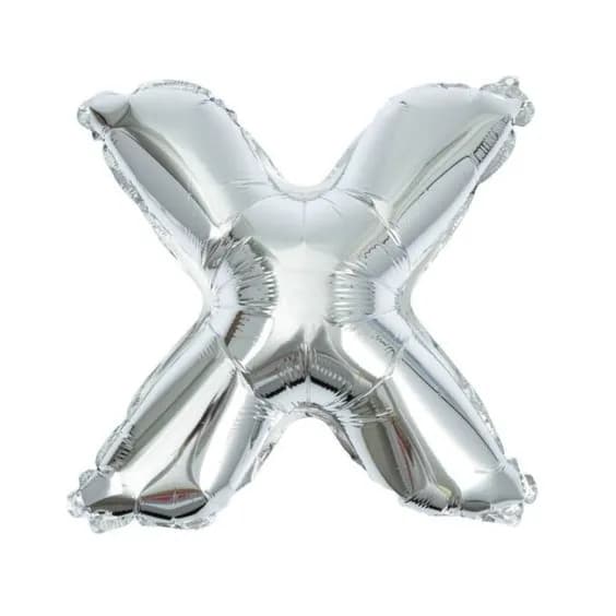 32 Inch Silver Letter X Balloon With Helium