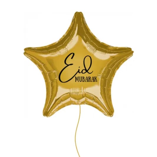 Eid Mubarak Golden Star Filled With Helium