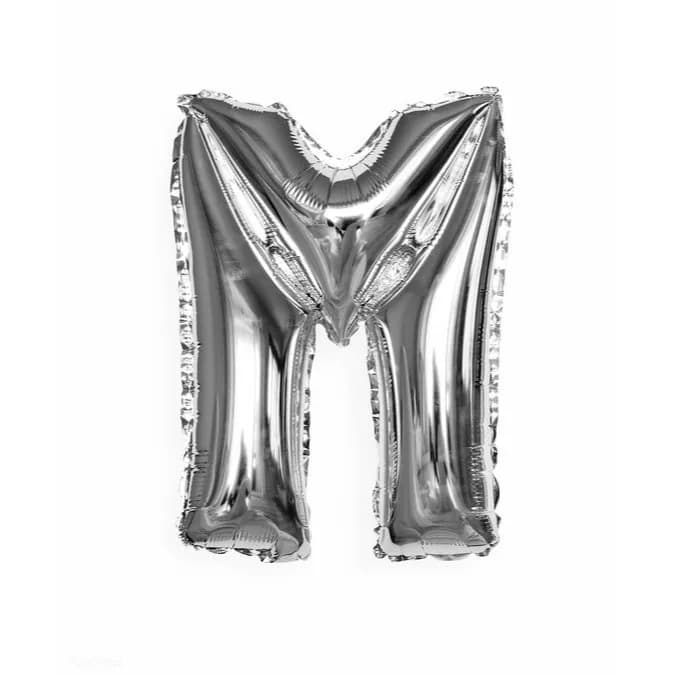 32 Inch Silver Letter M Balloon With Helium