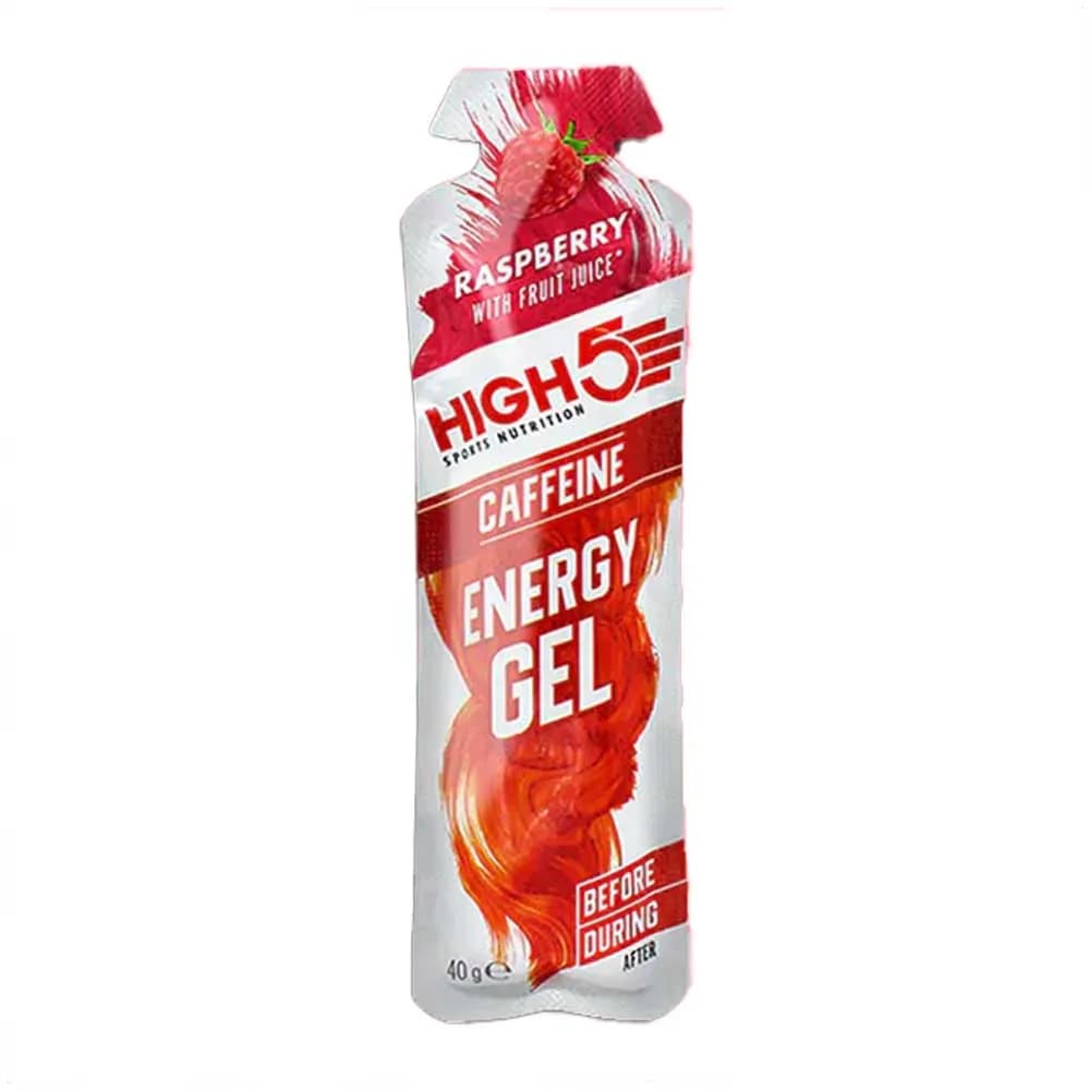 High5 Sports Nutrition Energy Gel Before During After Caffeine Raspberry With Fruit Juice 40g Per Unit