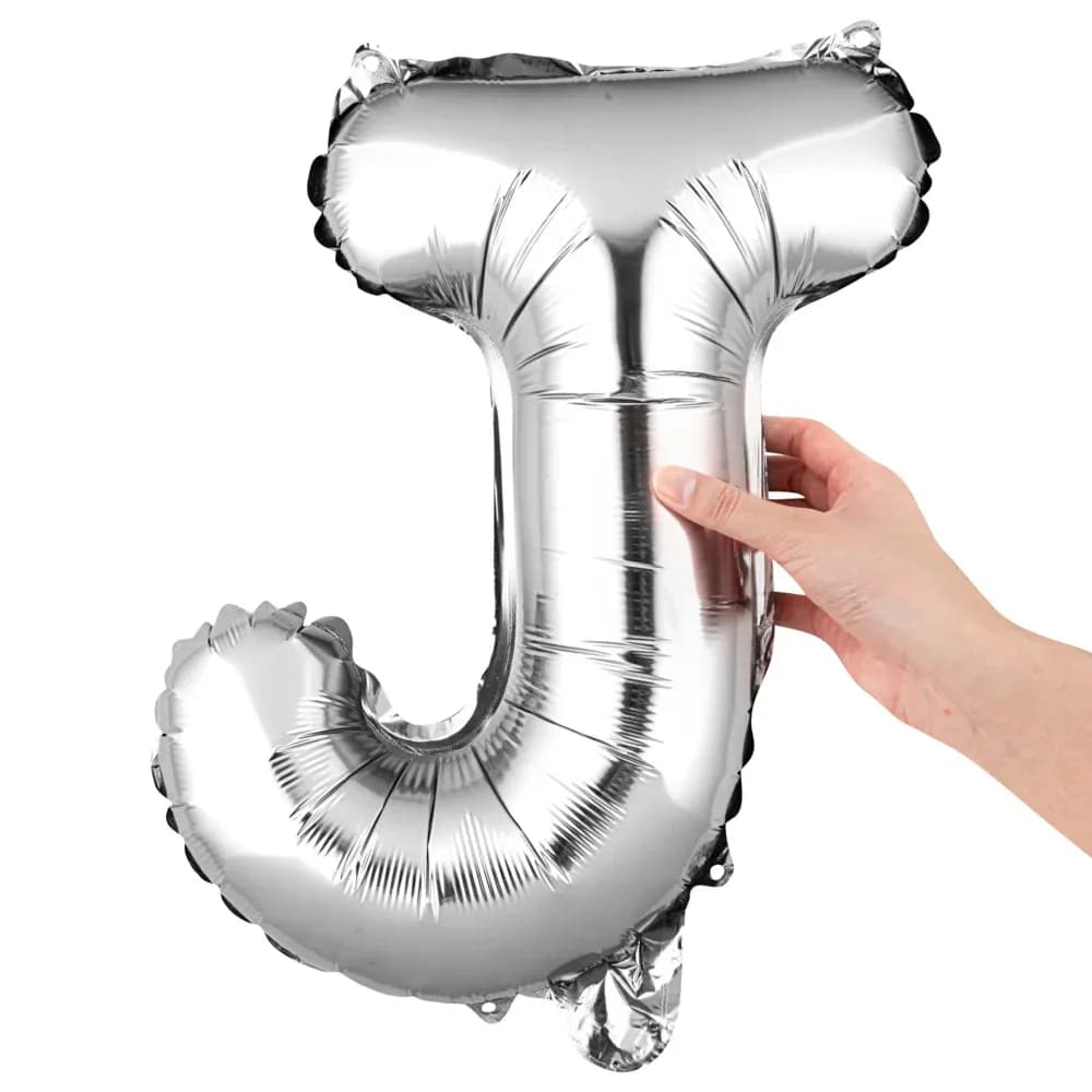 32 Inch Silver Letter J Balloon With Helium