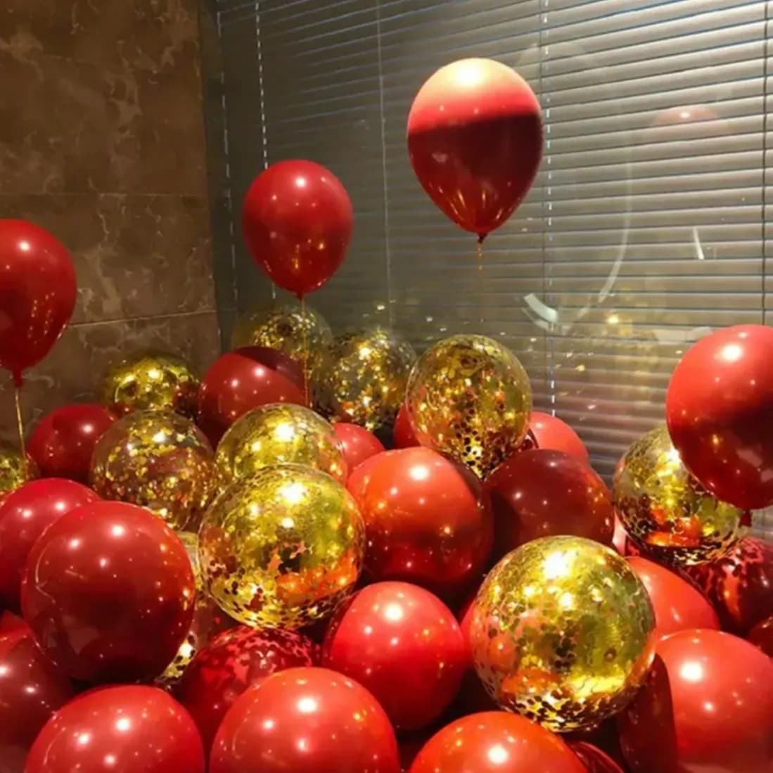 Red And Gold Confetti Set Balloon