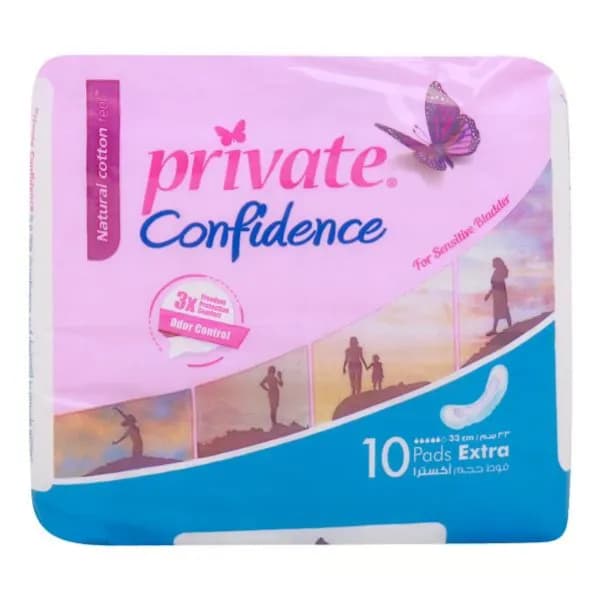 Private Confidence Extra pads  for Sensitive bladder with odor control 10pcs