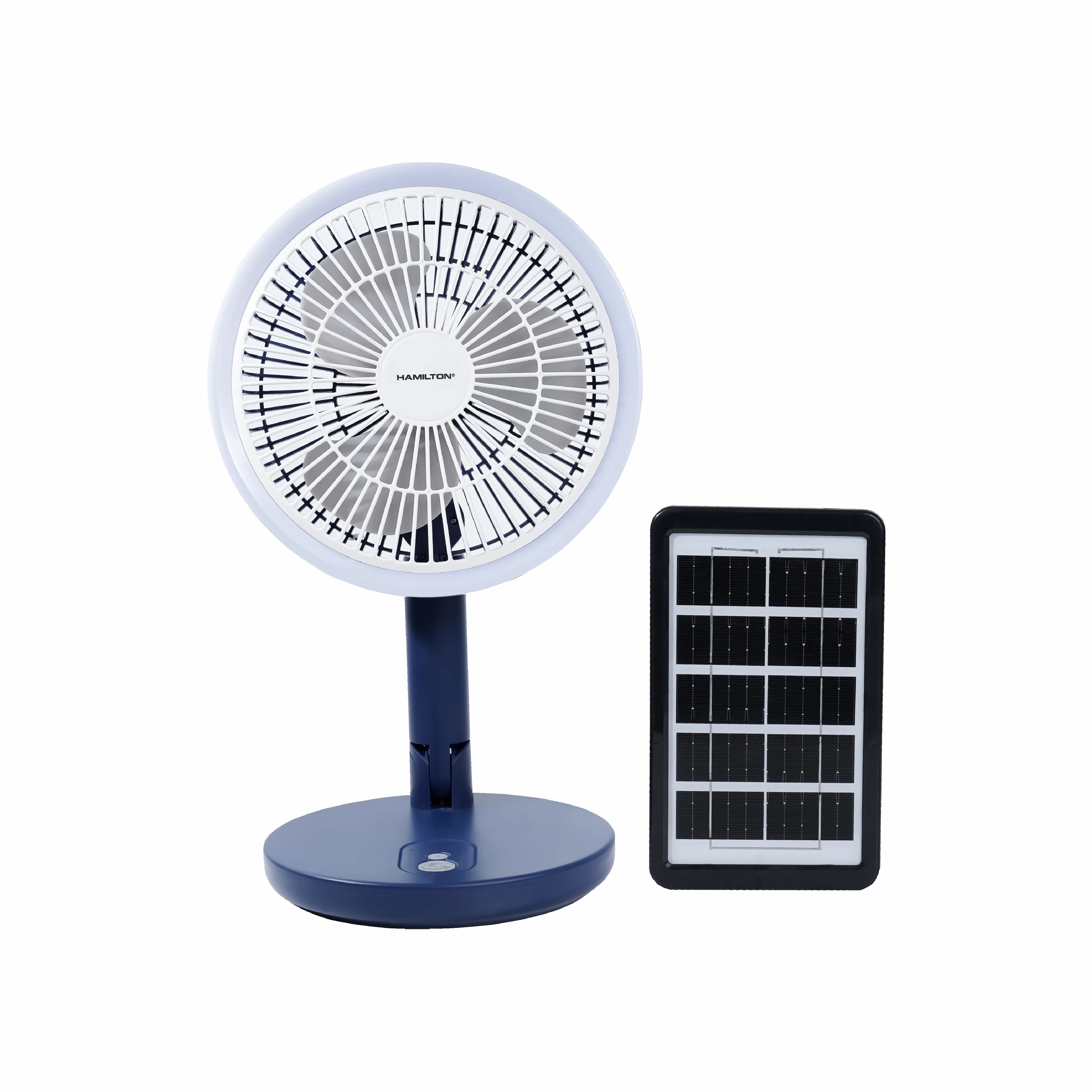 Hamilton 8inc 3in1 Recha Foldable Fan W/light & Solar Panel Ht7423