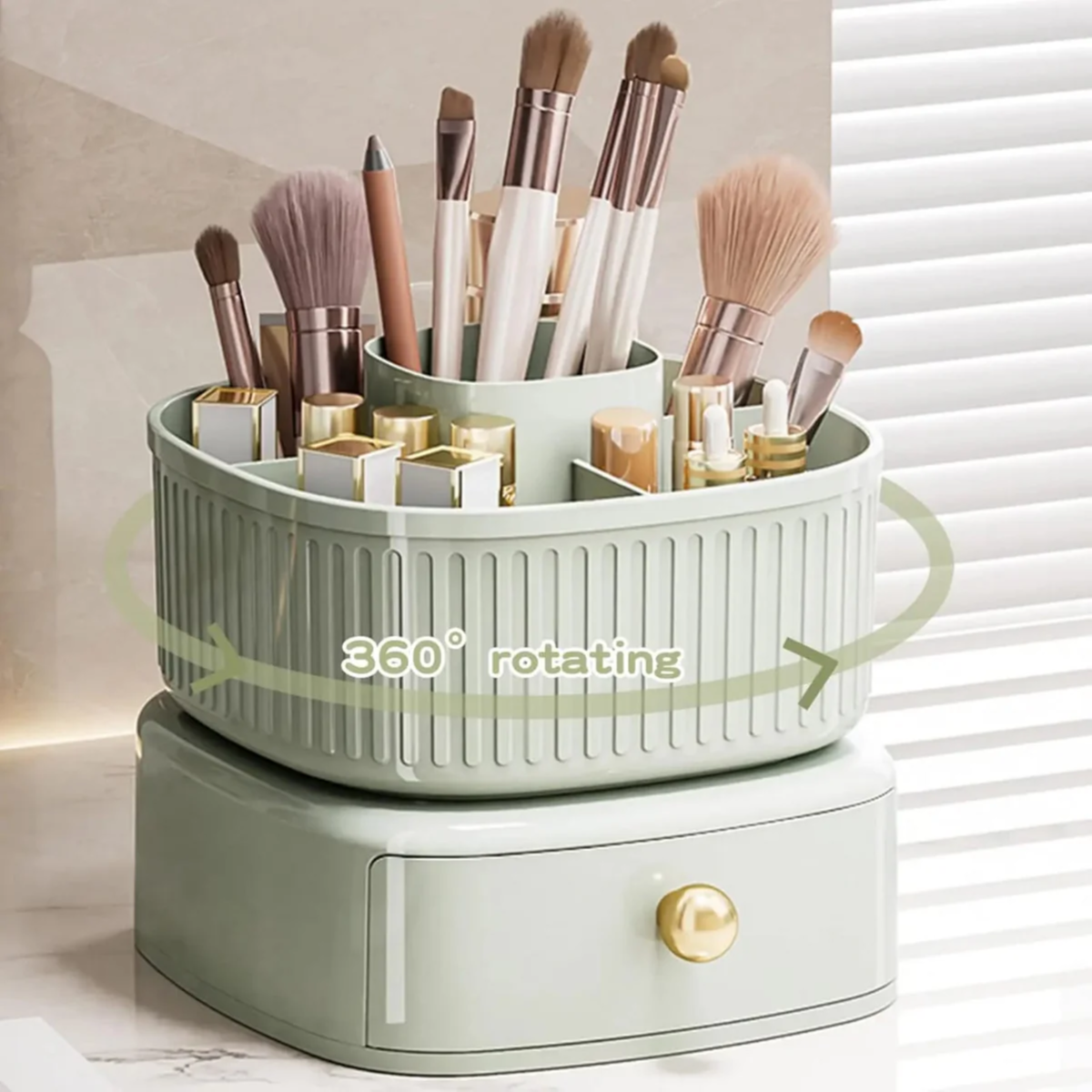 Rotating Makeup Organizer With Drawer