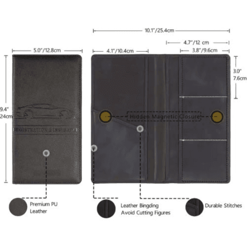 Organize Your Car Documents Easily (Black)