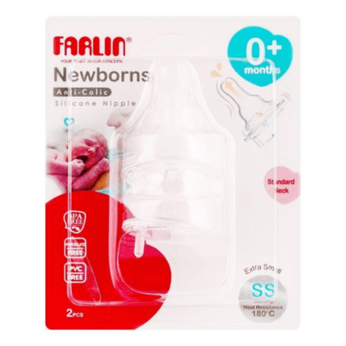 Farlin Newborns Anti-colic Silicone Nipple SS Extra small 0+months 2pcs Standard neck Code:AC-21014