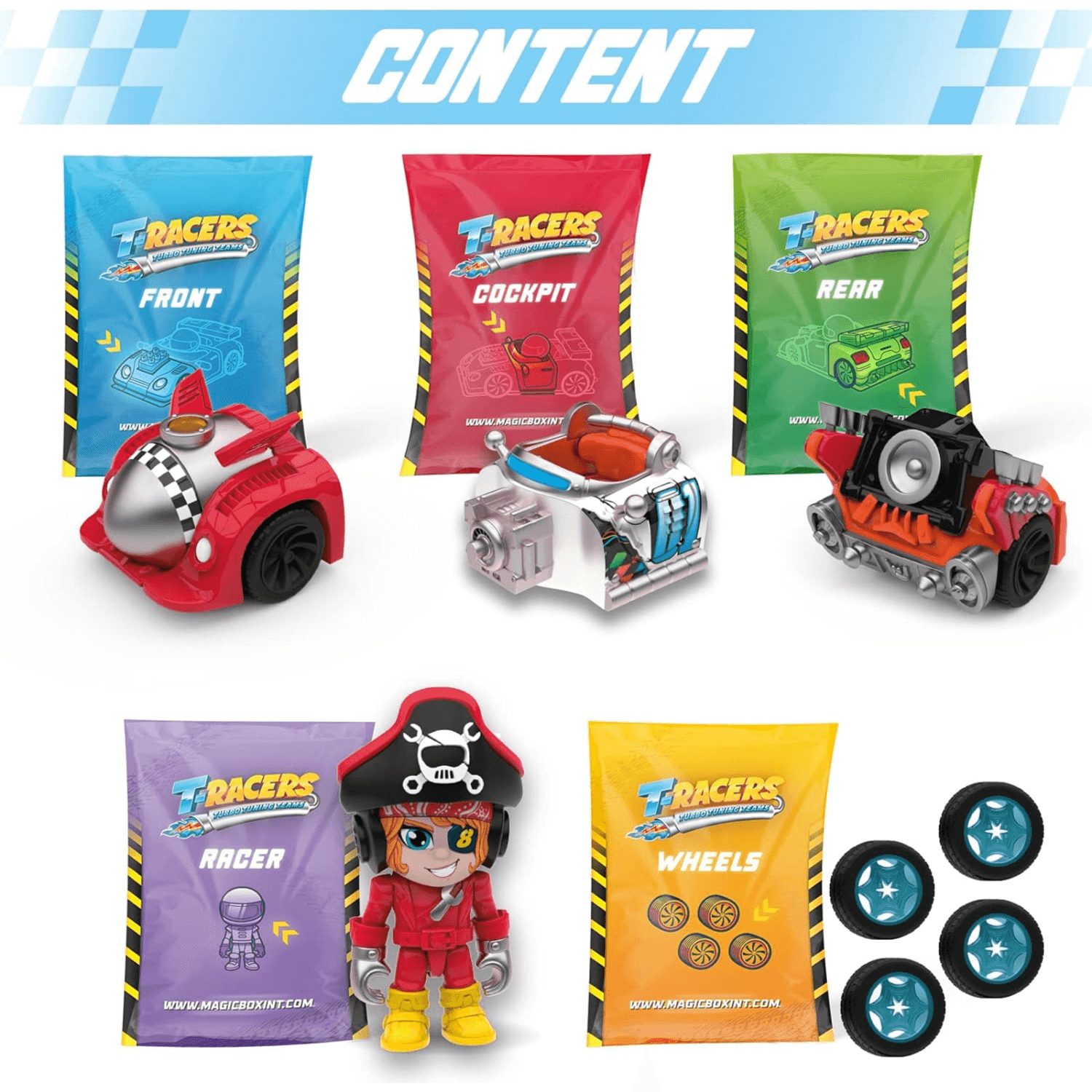 T-RACERS Series 1 – Interchangeable Surprise Car and Racing Driver