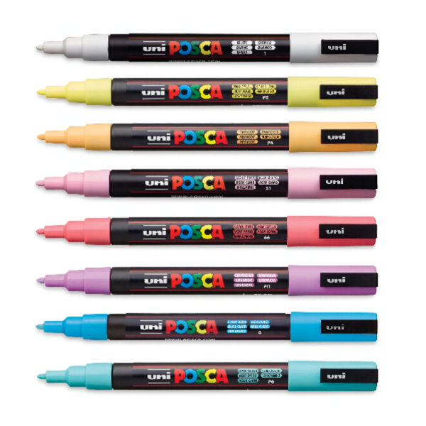 UNI POSCA Fine Marker Set Acrylic Paint 8 colors PMHO12 Set