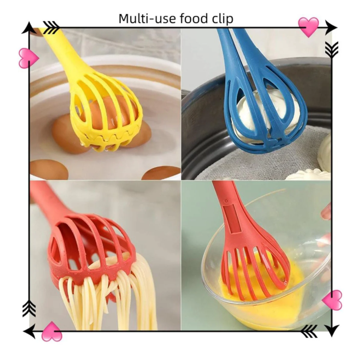 Multi-purpose Manual Kitchen Whisk, Egg Mixer Or Beater, Food Tong For Home-GREEN