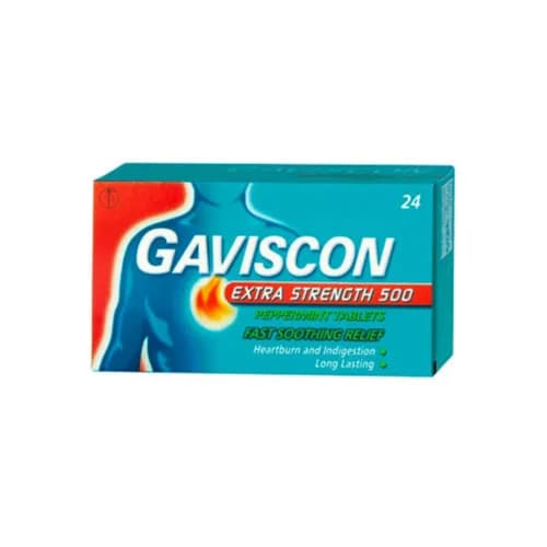 Gaviscon Extra Strength – 24 Tablets peppermint taste