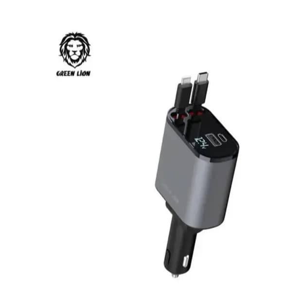 Green Lion 38w Car Charger With Integrated Retractable Cables