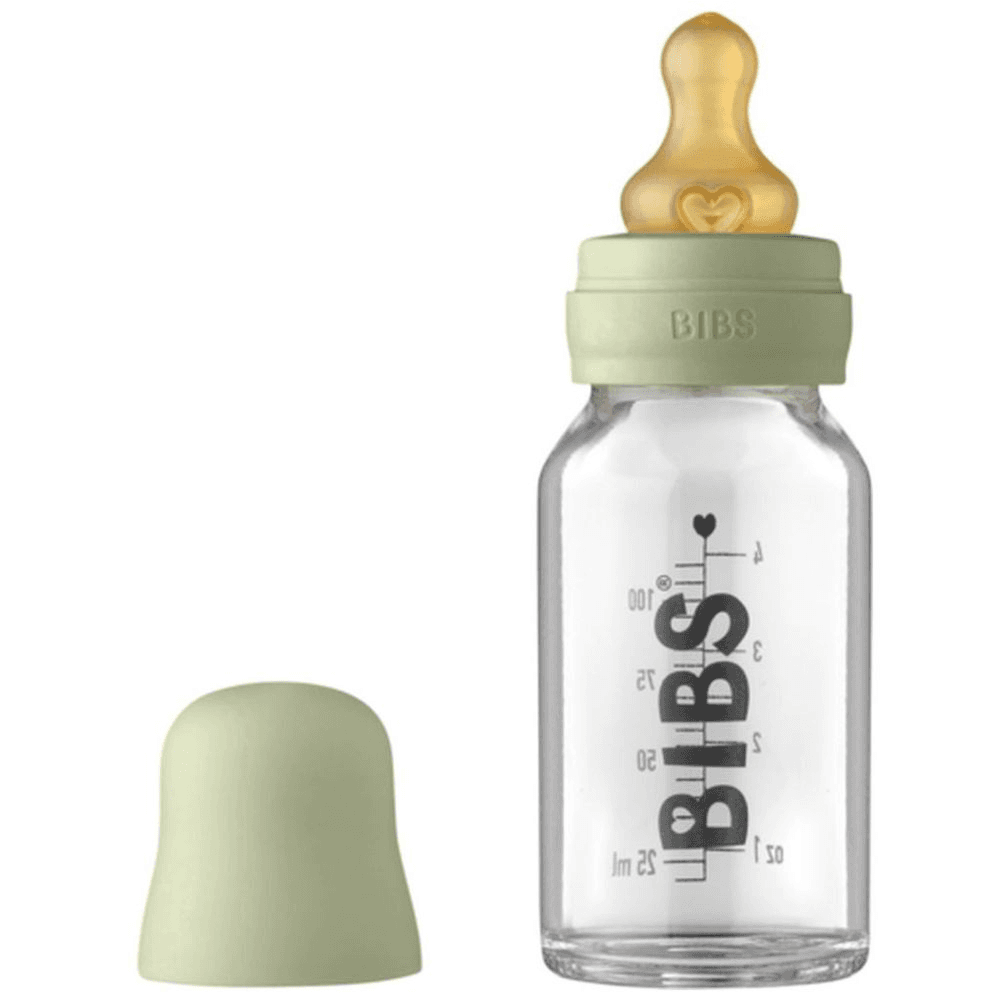 Baby Glass Bottle 110ml By Bibs, Sage