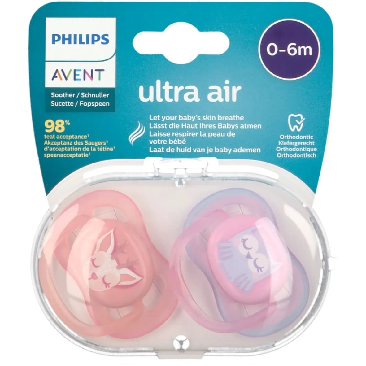 PHILIPS AVENT SOOTHER SILICONE AIR 0-6 M GIRL