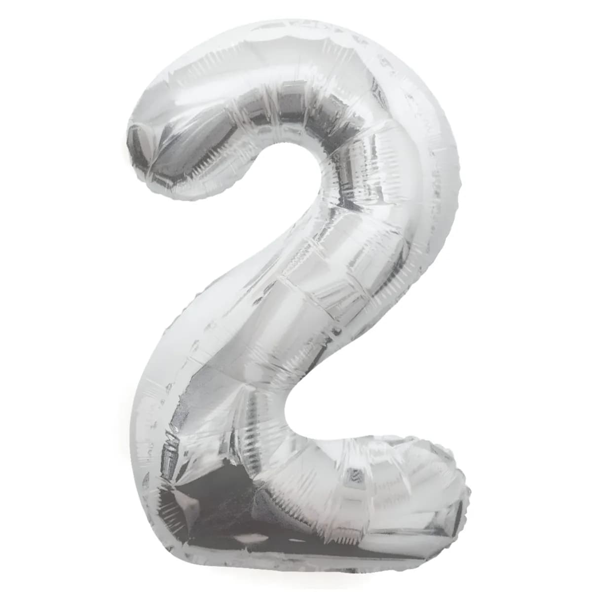 Happy Birthday Party Decoration Silver Foil Balloon-Number 2 - (PIGC200)