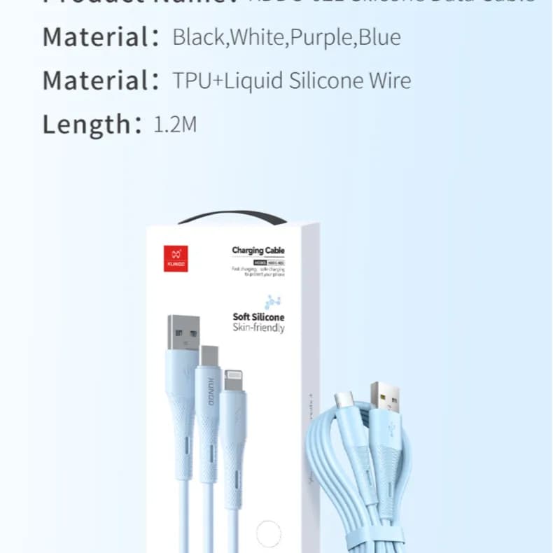 XUNDD cable usb to lightning  1m blue