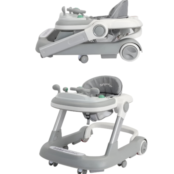 Adjustable Kids 4 In 1 Baby Walker With Music-Grey (WRGB34)