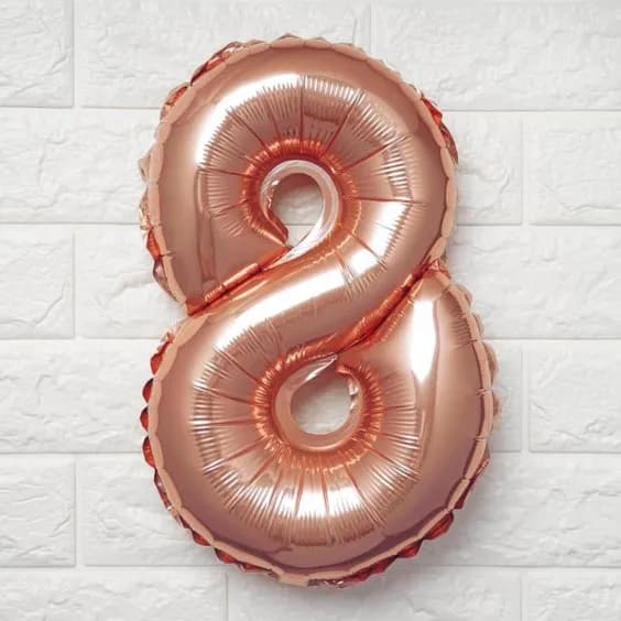 40 Inch Rose Gold Number 8 Balloon With Helium