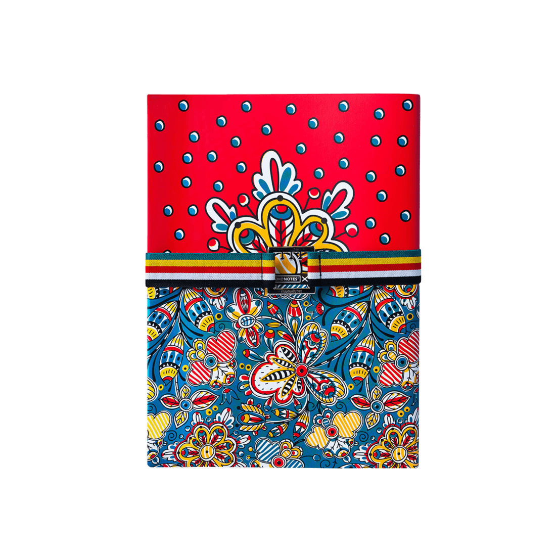 Bold Blue And Red Pattern Make Notes Notebook With Elastic Band