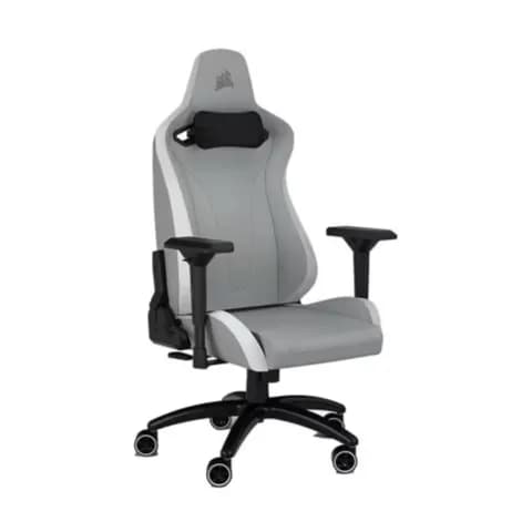 Corsair Tc200 Fabric Gaming Chair, Standard Fit, Light Grey White