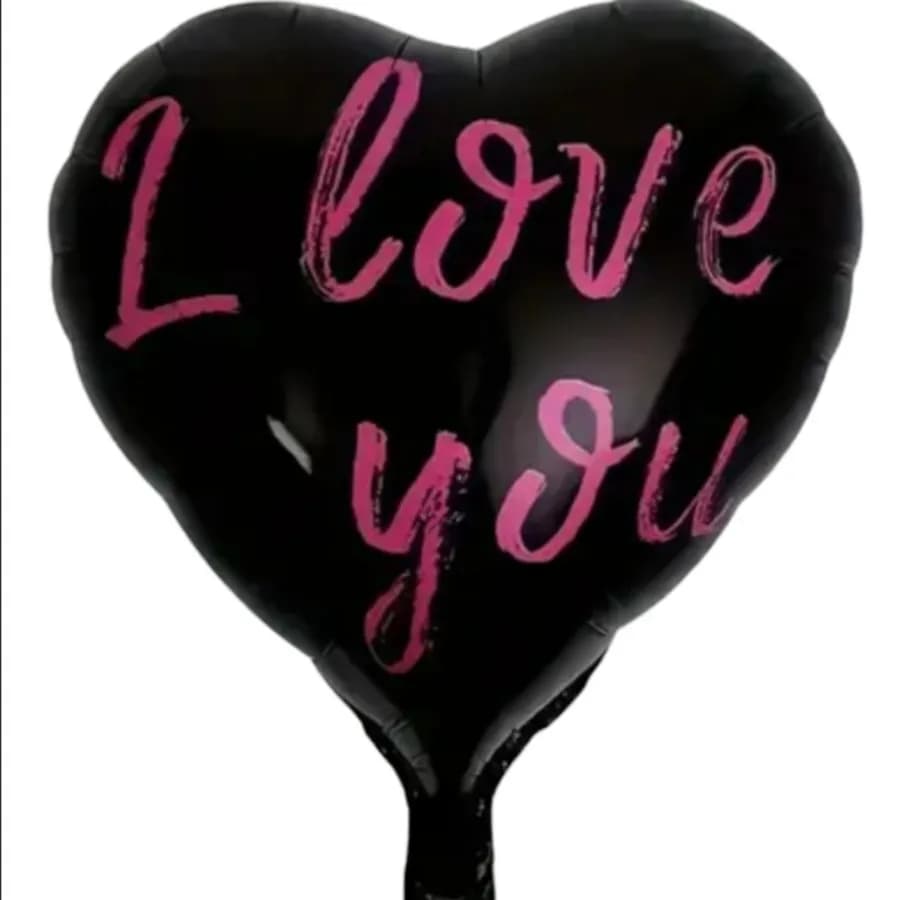 Heart Balloon Black with I love you