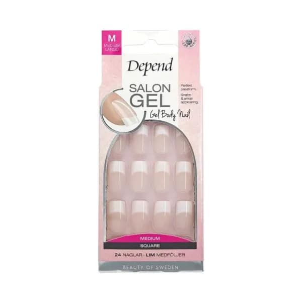 Depend 80020 Salon Gel Artificial nails Size medium Square white glue included 24 pcs