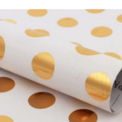 Gold Polka In White Wrapping Paper