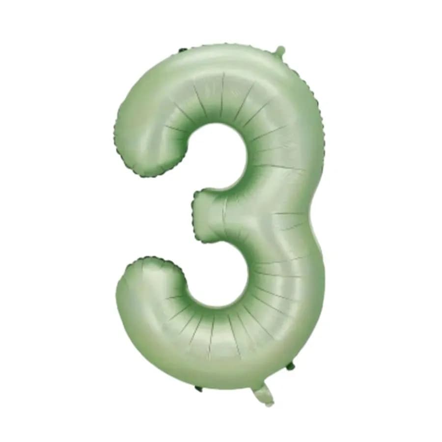 Number 3 Balloon Olive Green Colour