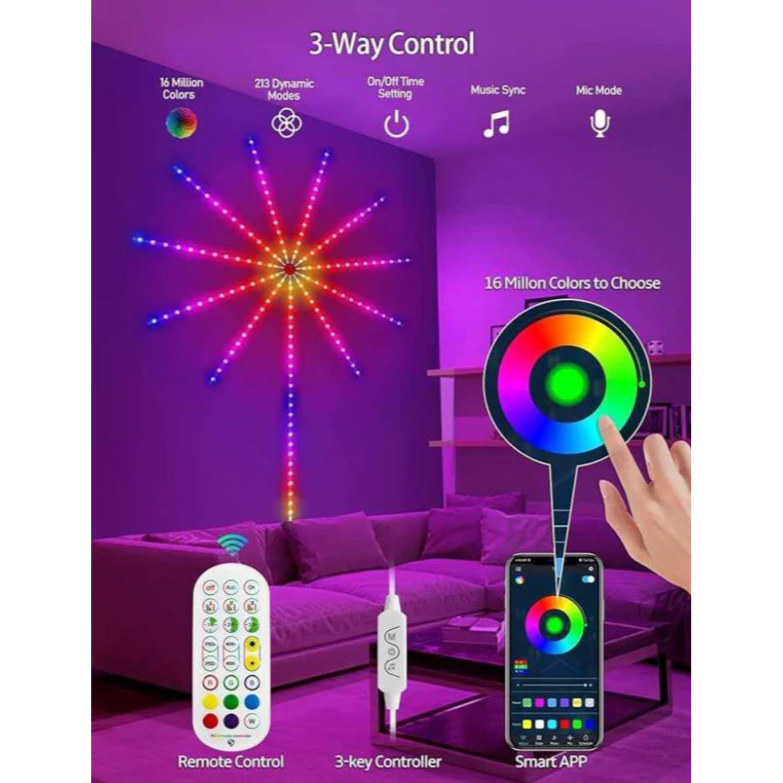 App Smart Control LED RGB Fireworks Light Smart Sensor Light