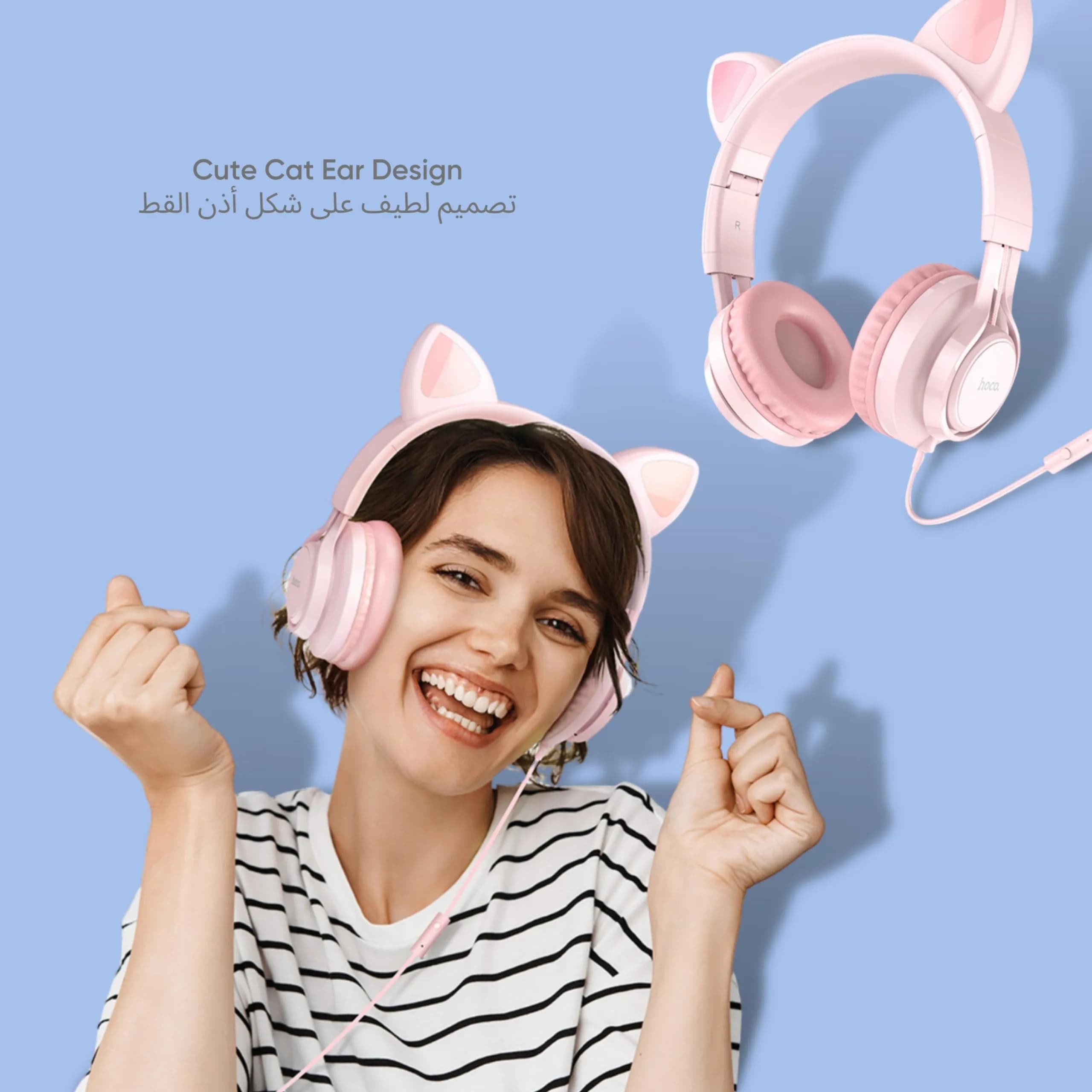 Headphone For Kids,Cat Ear - Pink - Hoco W36