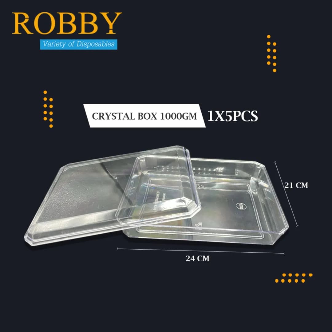 Crystal Box Clear W/ Lid 1000gm- 1x5pcs