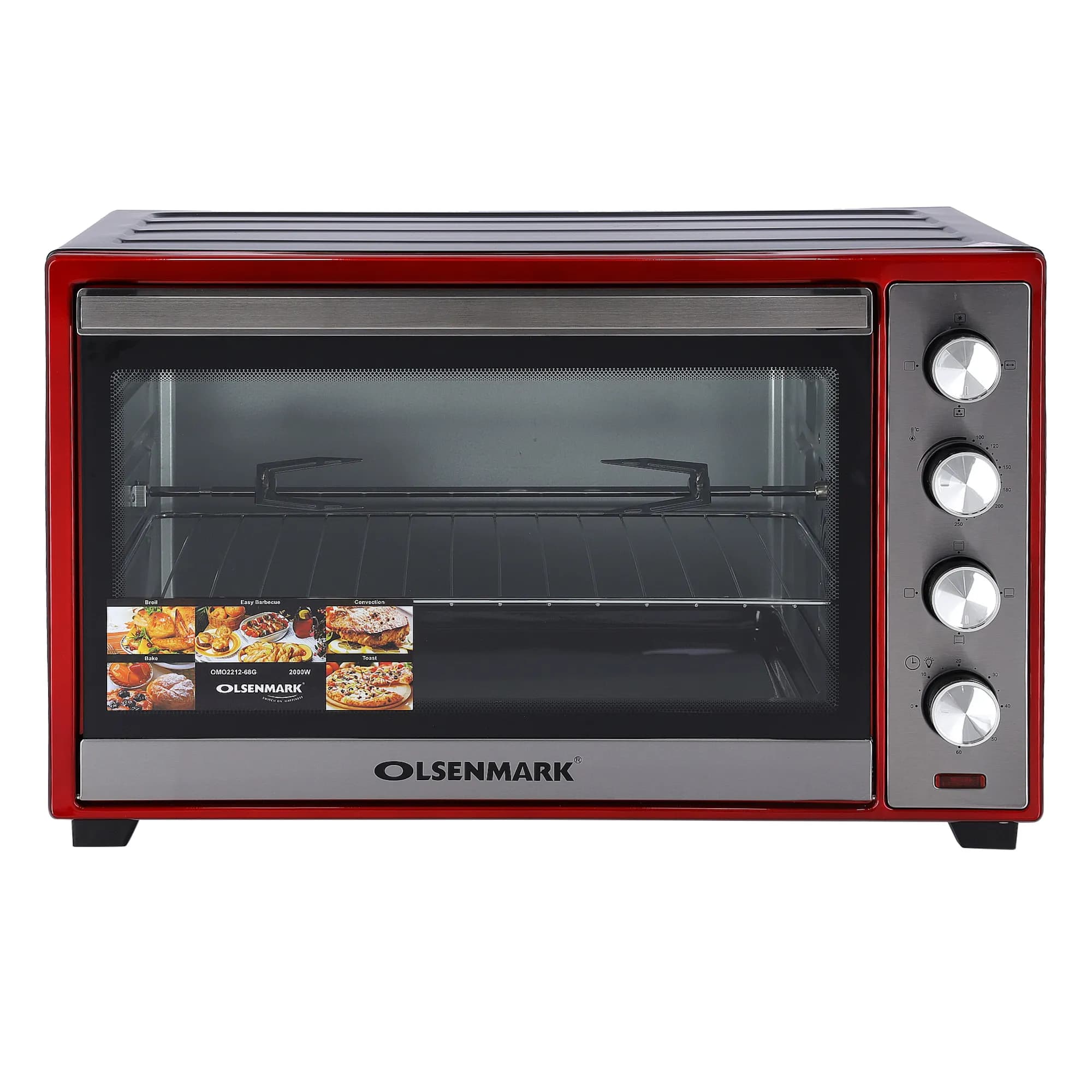 Olsenmark Electric Oven With Convection And Rotisserie, 68L - 60 Minutes Timer With Bell Ring