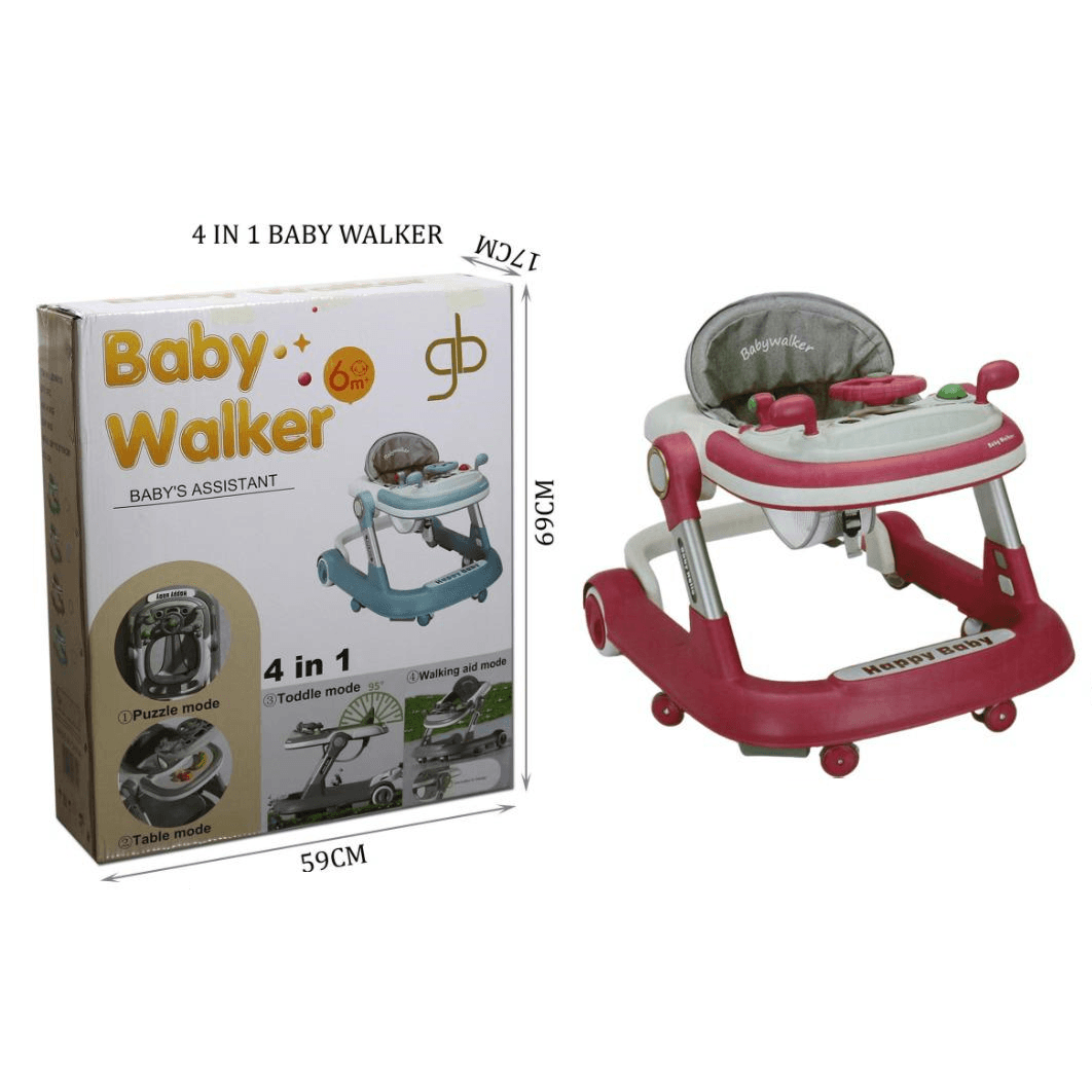 4 mode Baby Walker 6m+ (puzzle mode,table mode,toddle mode,walking aid mod) pink color