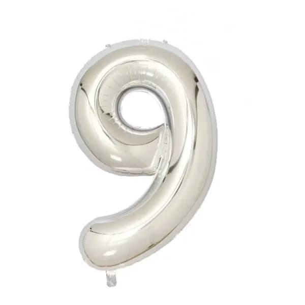 Happy Birthday Party Decoration Silver Foil Balloon-Number 9 - PIGC193