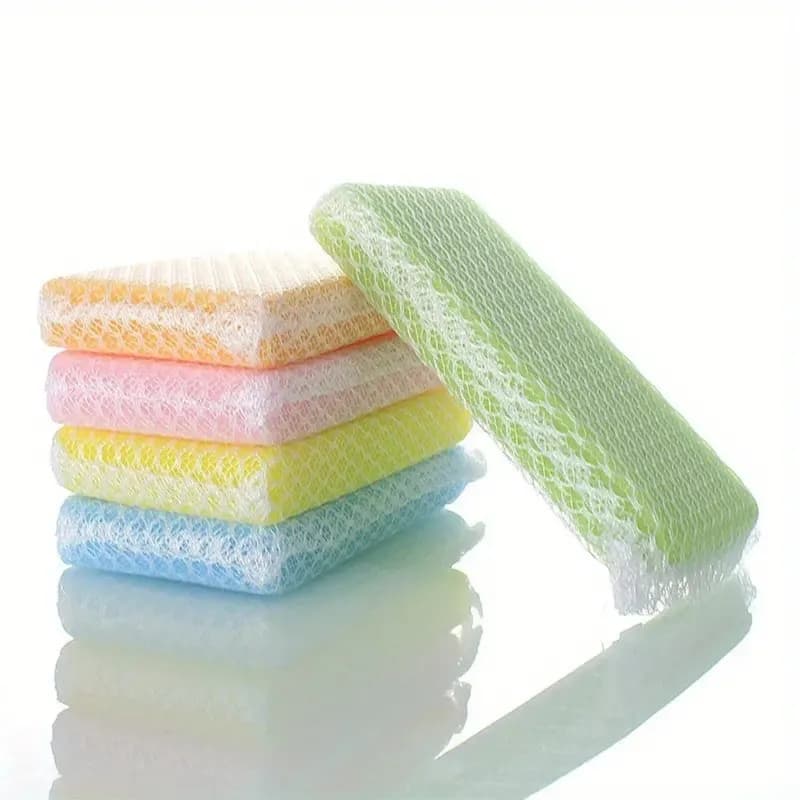 7pcs Assorted Colour Antibacterial Soft Net Cleaning Sponges