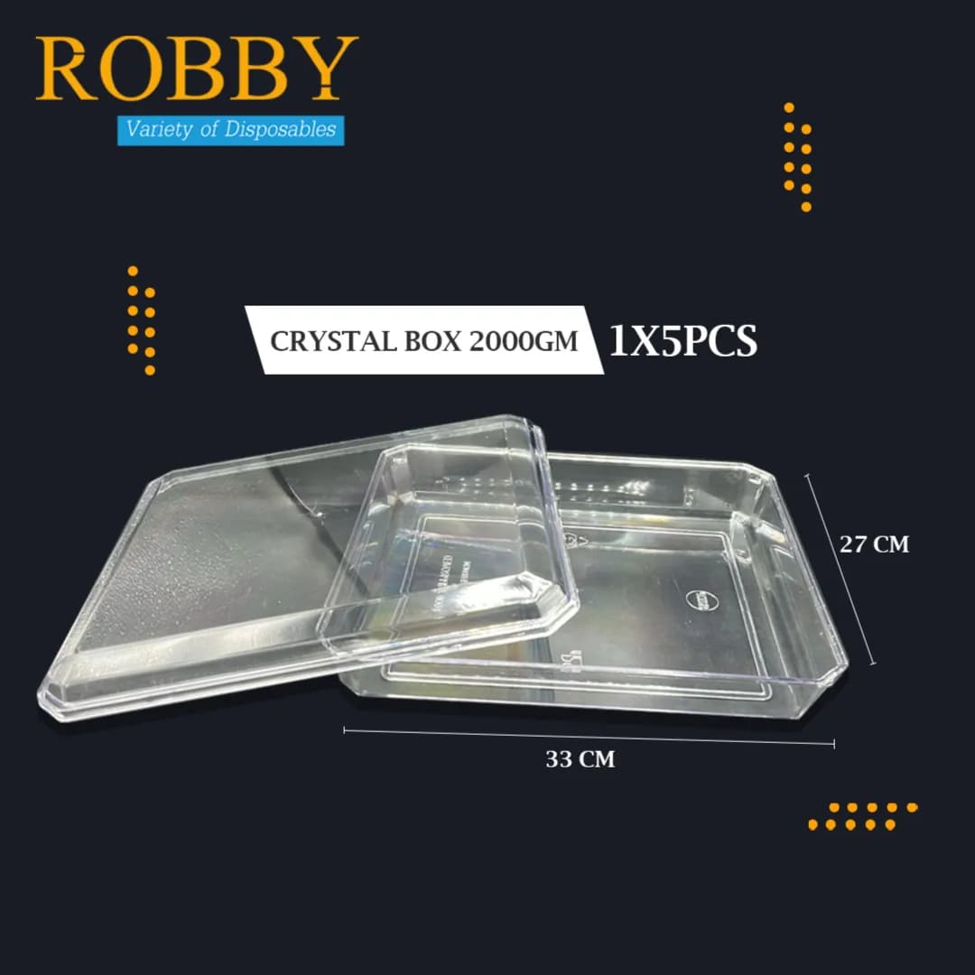 Crystal Box Clear W/ Lid 2000gm- 1x5pcs