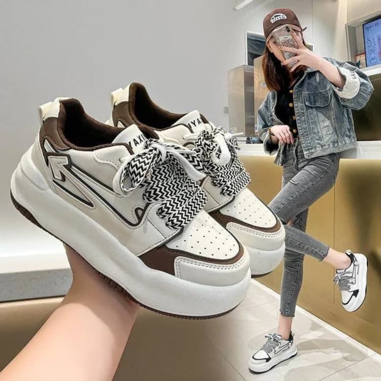 Thick Rounded Breathable Simple And Comfortable, Casual Women'S Sneakers 2110-Bk