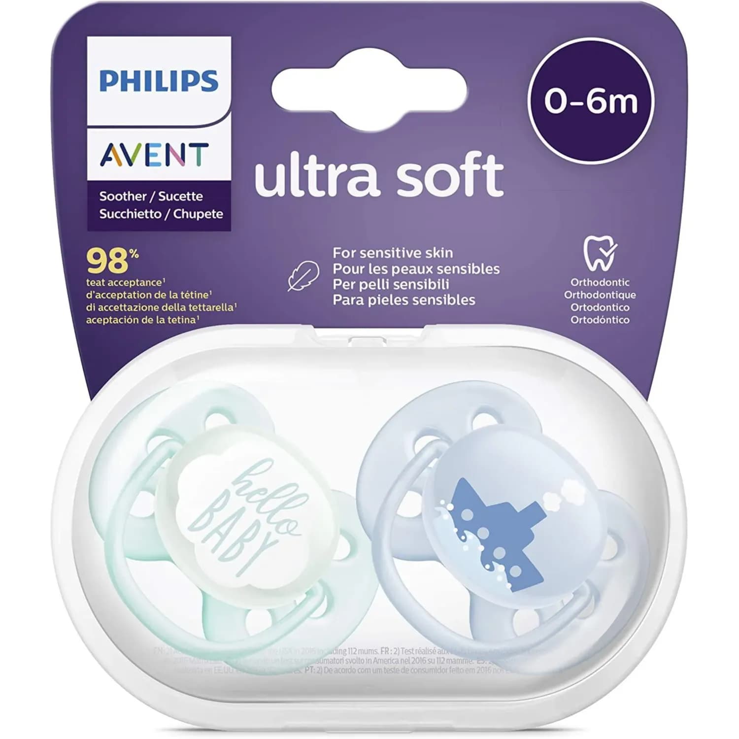 Philips Avent Soother Silicone Ultra Soft 0-6 M Boy