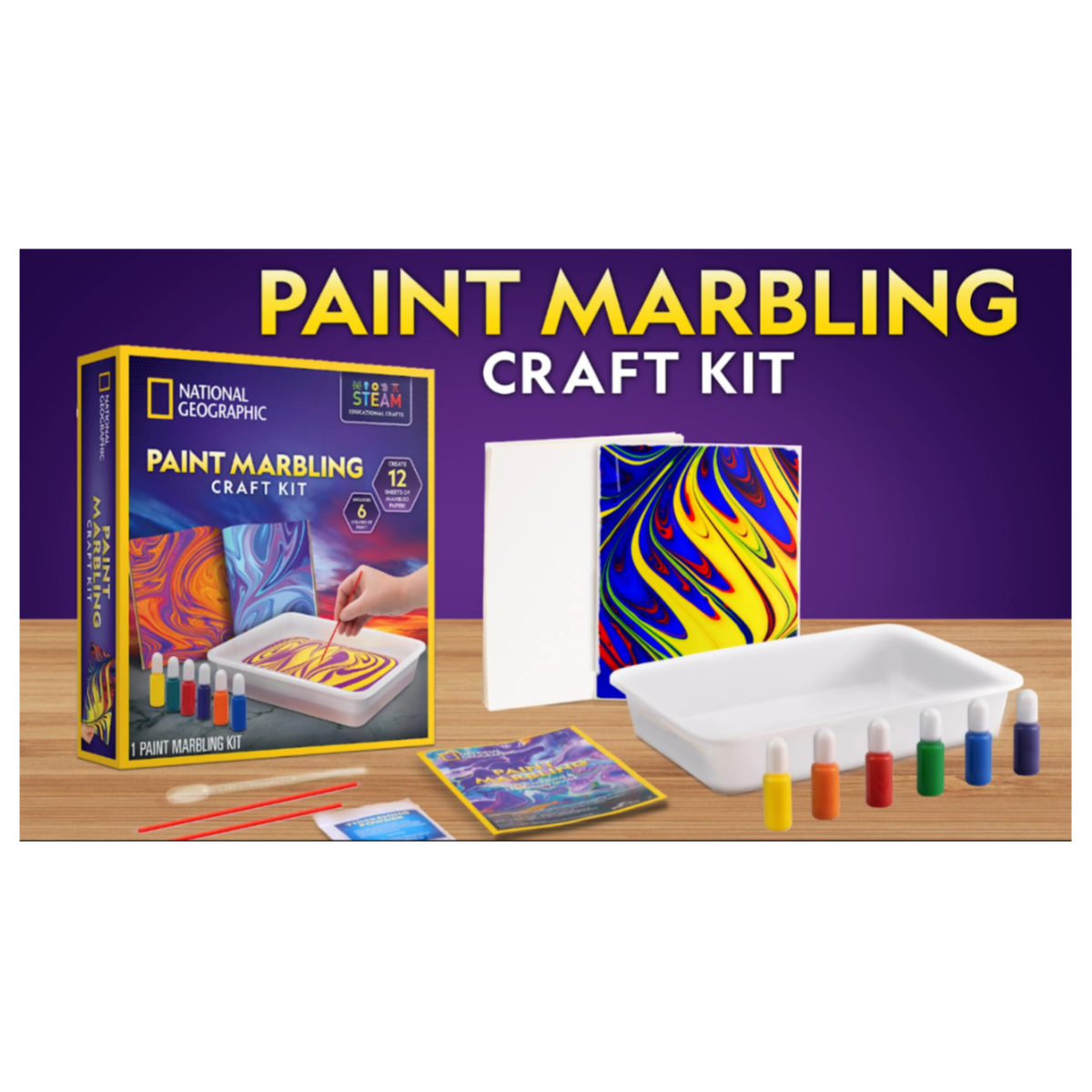 National Geographic Paint Marbling Arts & Crafts Kit  for Student-Stem Project Toy (SMEQ22)