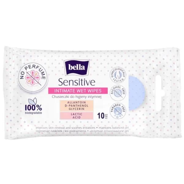 Bella Sensitive Intimate wet wipes unscented 10pcs